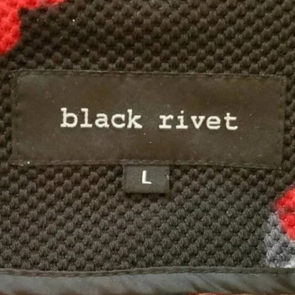 Black Rivet Black/Red Floral Zipper Front Blazer Jacket SZ L - Picture 4 of 8